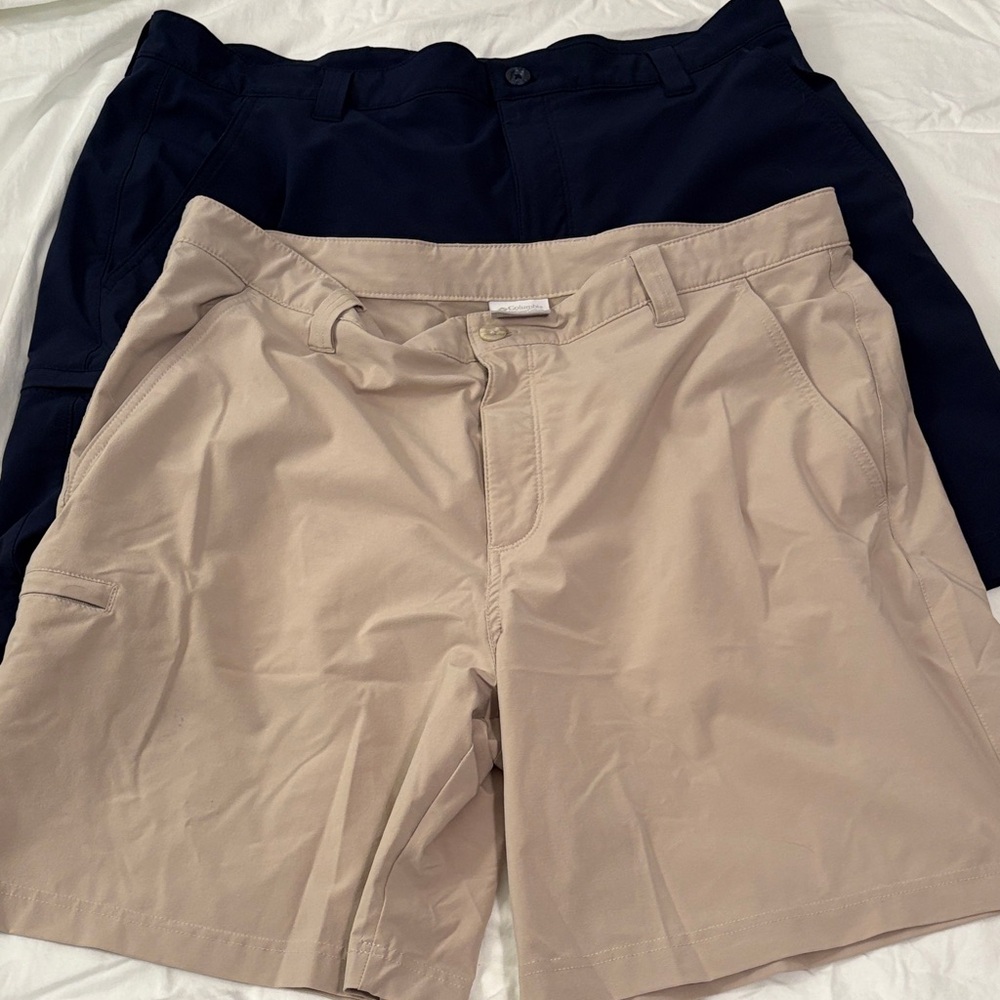 Columbia PFG Navy and Tan Poly/Elastane Shorts 38x 8